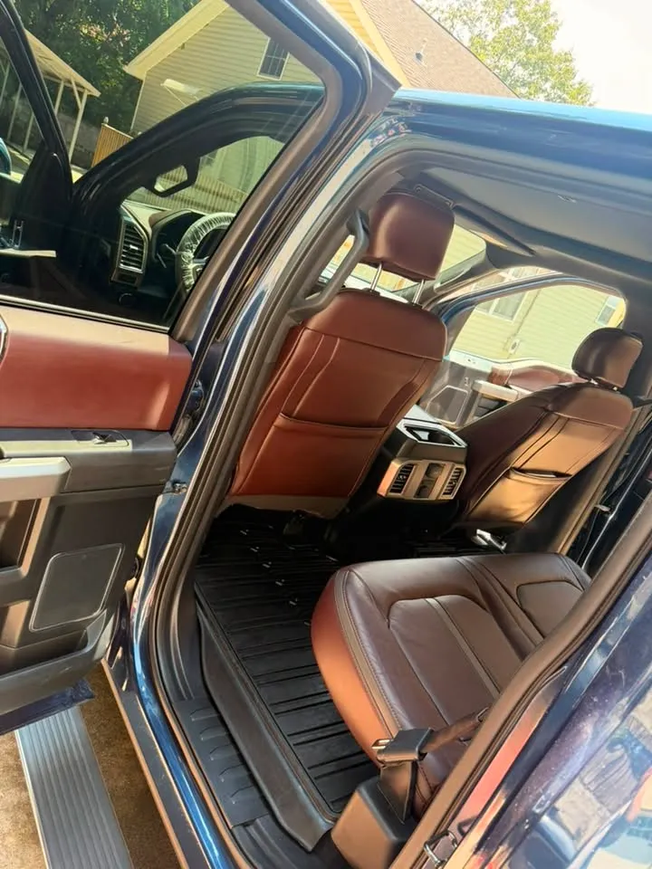 Conditioned leather rear seats after interior detailing in Chattanooga, TN